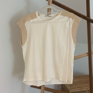 Zara cream muscle tank with knit detailing size small